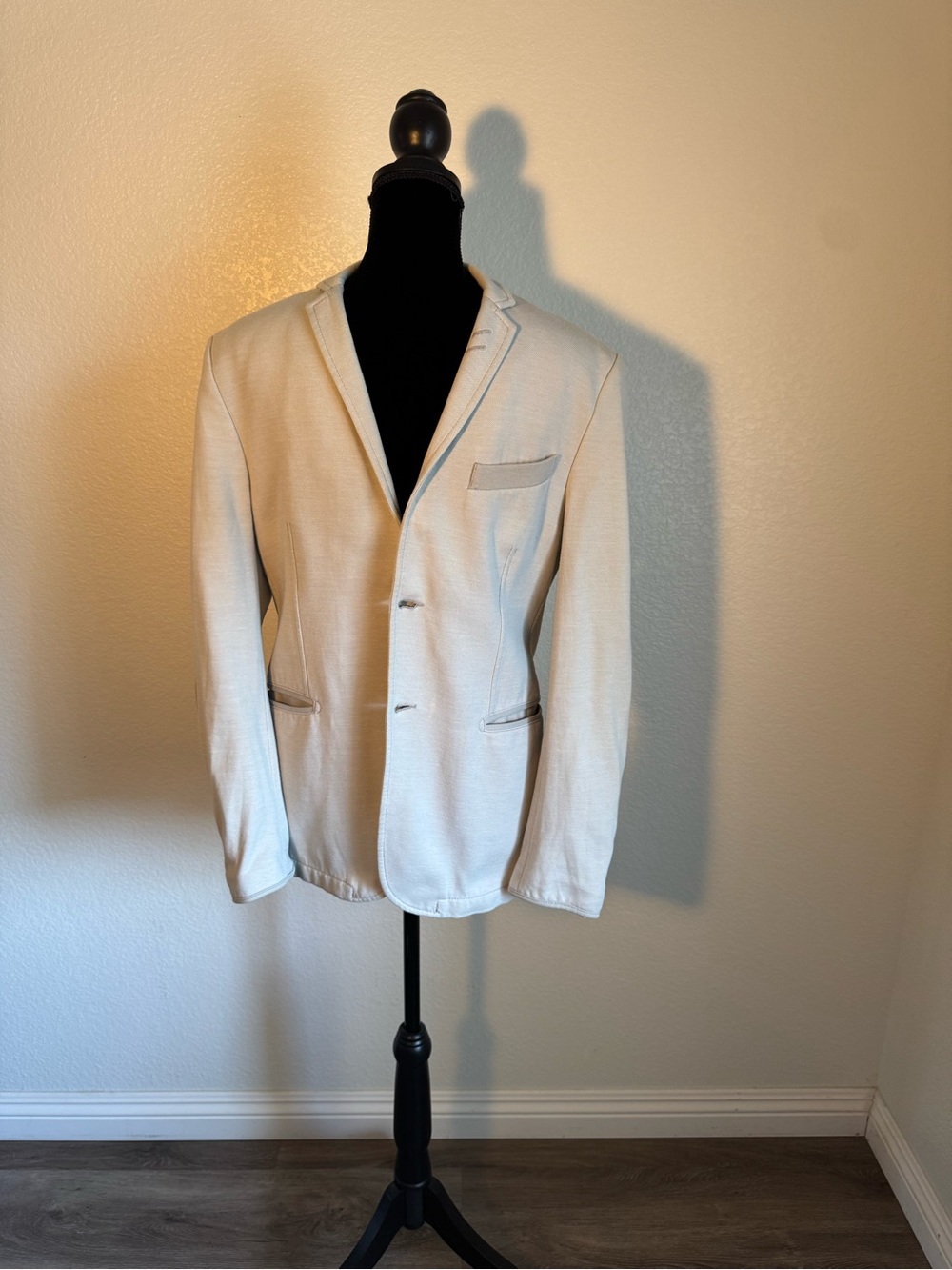 Zara Men's Cream Single-Breasted Blazer